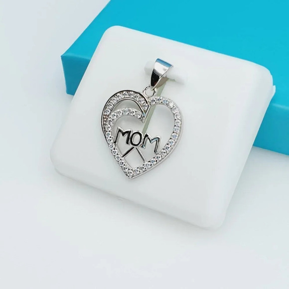 925 Sterling Silver CZ Beautiful Mom Pendant for Women, 1USPAR4089 - Picture 3 of 11